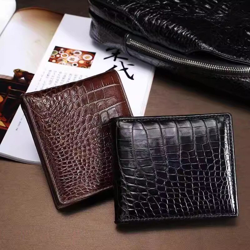 Crocodile Leather Wallet for Men and Women, Genuine Leather, 80% off Luxury Business Casual Fashion Trendy Short Wallet, Black Crocodile Leather Wallet for Men and Women, Genuine Leather, 80% off Luxury Business Casual Fashion Trendy Short Wallet, Black