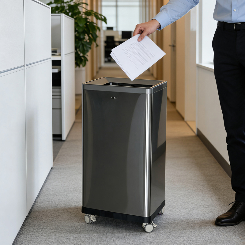 Southern Gnf Stainless Steel Trash Can with Universal Wheels, 50 Liters, Large Capacity, Kitchen-Specific, Movable, Direct Throw, Without Lid