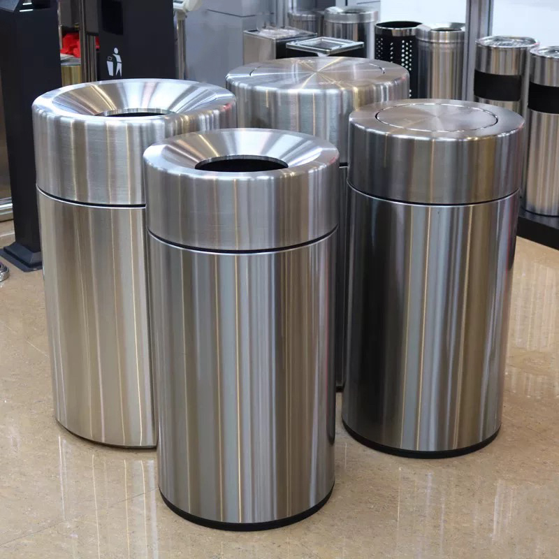 Southern Gnf Stainless Steel Round Swing-Top Trash Can, 110 Liters, Large Capacity, for Shopping Malls, Hotel Lobbies, Open-Top Direct-Throw Bin Southern Gnf Stainless Steel Round Swing-Top Trash Can, 110 Liters, Large Capacity, for Shopping Malls, Hotel Lobbies, Open-Top Direct-Throw Bin
