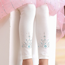 Girl 2021 Spring Autumn new leggings childrens trousers plus velvet Diamond ice princess pants
