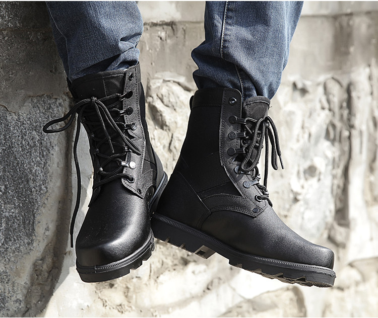 Boots militaires en cuir - dérapage - Ref 1399088 Image 8