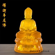 Small resin water glass Buddha statue Sambo Buddha Shakyamuni Buddha Tathagata Buddha home worship craft ornaments