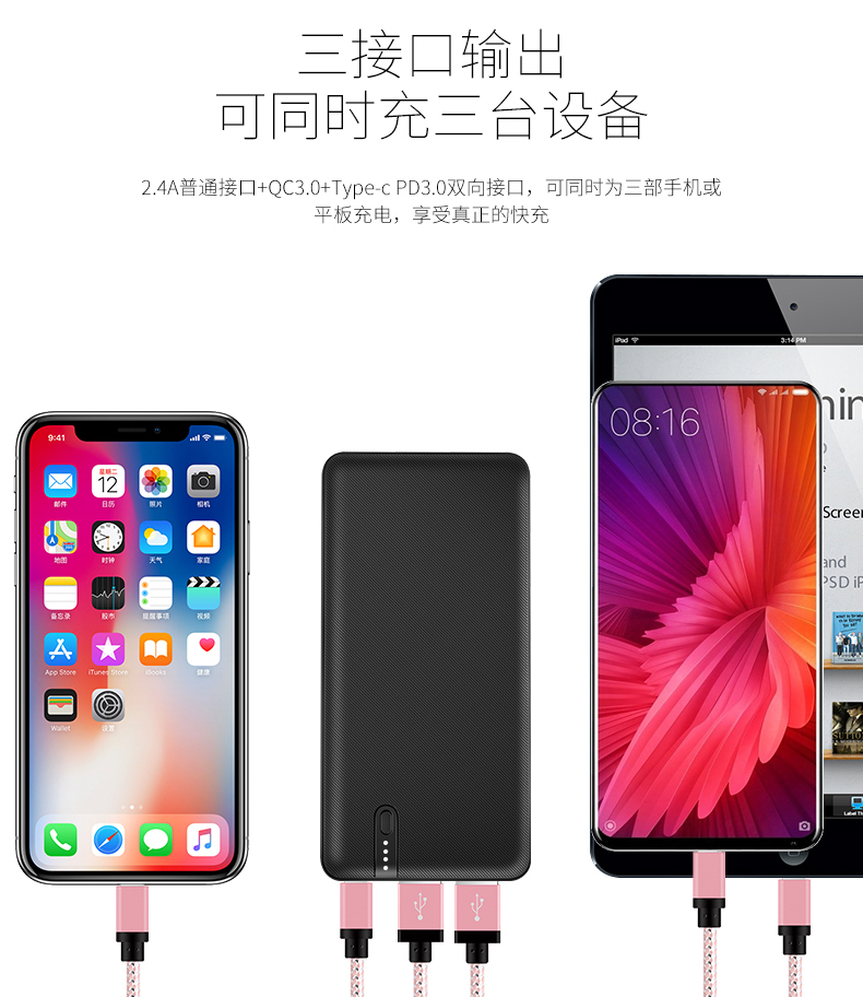 OLODO PD3.0 hai chiều điện thoại di động 18W phí nhanh sạc Po 10000 mA táo QC chung USB-C - Ngân hàng điện thoại di động cuc sac du phong
