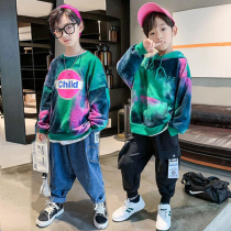 Boy Zdyeing not even cap sweatshirt 2022 Spring loaded with new CUHK child Han version Childrens Spring and Autumn Costume Street Dance Hip Hop Craze