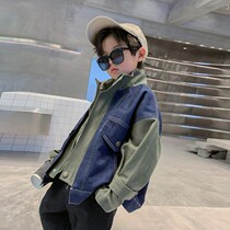 Boys autumn clothes foreign gas denim jacket 2022 new fall Childrens trendy handsome chic and autumn-style hip-hop wind cool