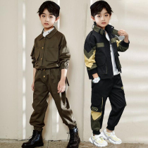 Boy tooling suit 2022 Spring loaded with new CUHK child Han version suit Two sets of Chaotong Childrens Ocean Spring and Autumn Handsome