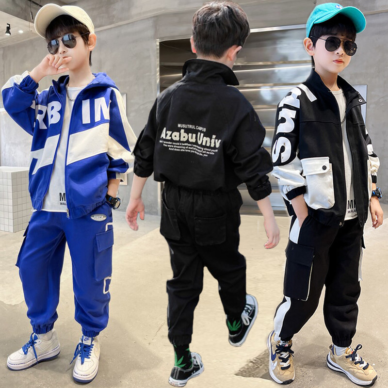Boys' workwear suits 2022 autumn new middle-aged children's Korean version handsome spring and autumn western style autumn children's hip-hop style