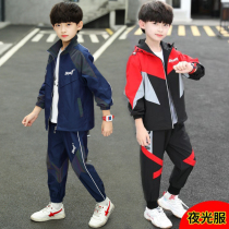 Boy tooling suit 2022 autumn clothes new foreign air CUHK Tong Han Edition Autumn Primary school Childrens luminous movement handsome