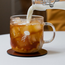 Tree can deep sea elf luminous glass home heat-resistant teacup transparent belt handle water cup office Cup small