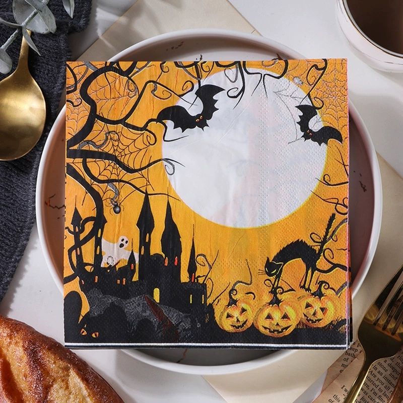 Pomparty Halloween Bat Pumpkin Napkins 2-Ply 20 Sheets Restaurant Party Colorful Printed Wood Pulp Paper Napkins Pomparty Halloween Bat Pumpkin Napkins 2-Ply 20 Sheets Restaurant Party Colorful Printed Wood Pulp Paper Napkins