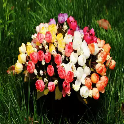 Simulation flower Fake flower wedding hotel decoration decoration Flower arrangement Tea bud thumb rose star bud shooting props Finished product