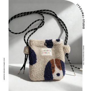 Cute big-eared dog sherpa cross-body mobile phone bag