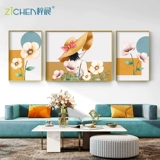 Гостиная декоративная живопись легкая роскошная атмосферная диван фоновая стена настенные картины