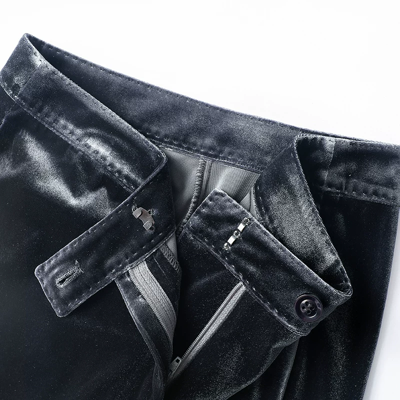 Осенние бархатные расклешенные брюки для отдыха, новая коллекция, slim fit