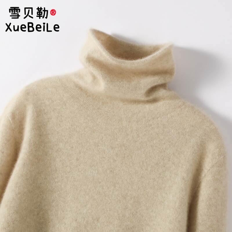 Autumn and Winter 100% Pure Cashmere Sweater for Women, Turtleneck Pullover, Slouchy Collar, Loose Inner Knit Base Layer