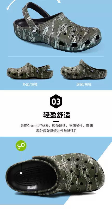 Crocs card Luo Chi nam và nữ giày yêu giày lỗ giày dép đi biển dép chống trượt dép Baotou 204612 - Dép thể thao