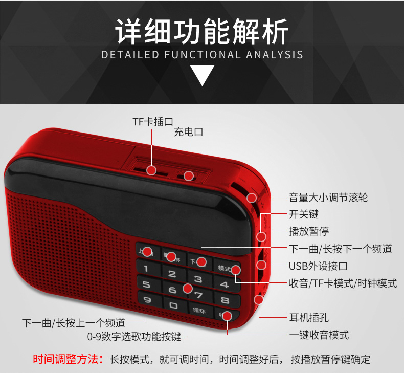 Newman radio cầm tay toàn dải bỏ túi âm thanh nổi nhỏ phát thanh học sinh cao tuổi với túi mini micro-mini máy nghe nhạc cầm tay có thể sạc lại fm FM - Máy nghe nhạc mp3 