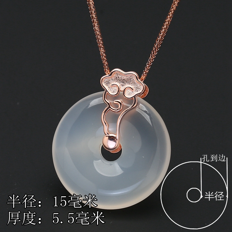 Green buckle accessories S925 pure silver laminated buckle pendant buckle silver buckle honey wax buckle and Tian jade buckle Xiangyun Q1