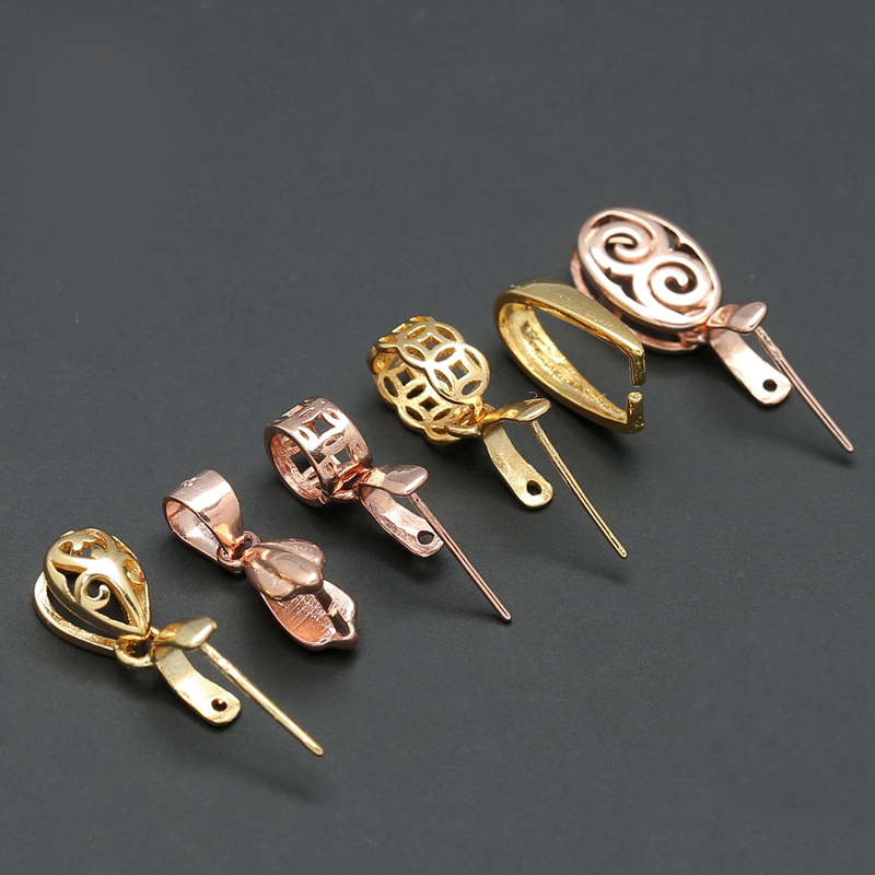 DIY Emerald Accessories Buckle Pendant Pendant Buttoned Jade Clasp Ornament S925 Pure Silver Strap Head Gold Color Pendant DAUGHTER CARD BUCKLE