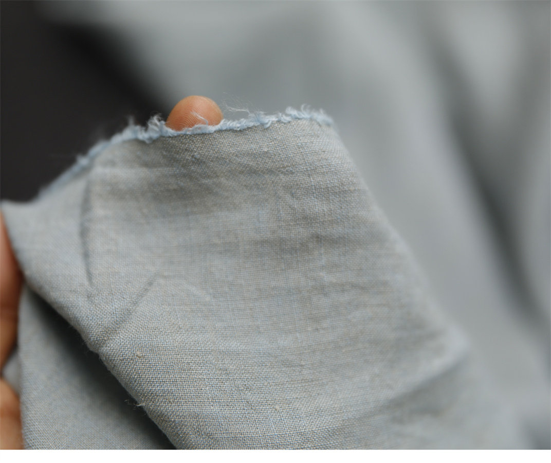 Brand Order Cloths Three Quarters of Linen Sky Blue Linen Yarn Fabric Foreign Dress Fabric