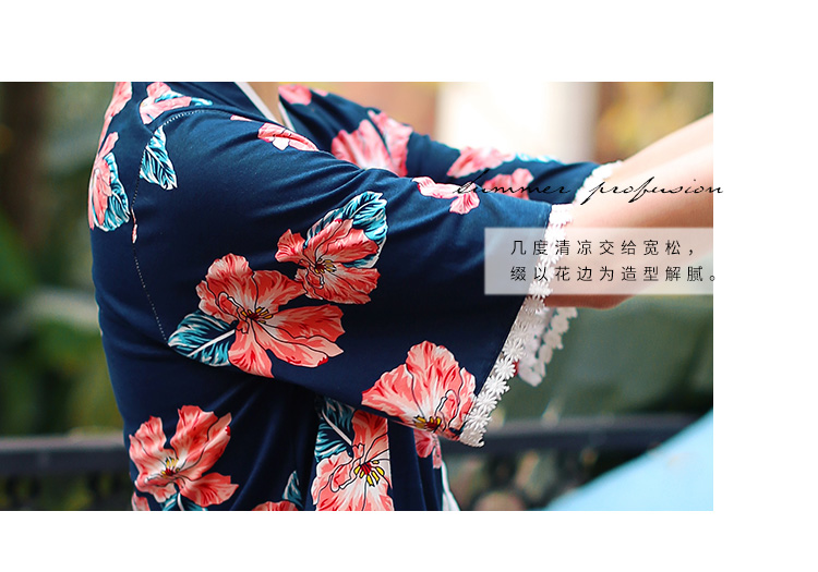 Fenton mùa hè mới đồ ngủ ngắn tay nữ kimono Nhật Bản cotton cổ chữ V ngọt ngào có thể mặc bên ngoài quần ống rộng bộ dài tay 