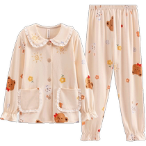 Fenton girls pajamas pure cotton long-sleeved parent-child spring and autumn girls children princess baby cotton home clothes set