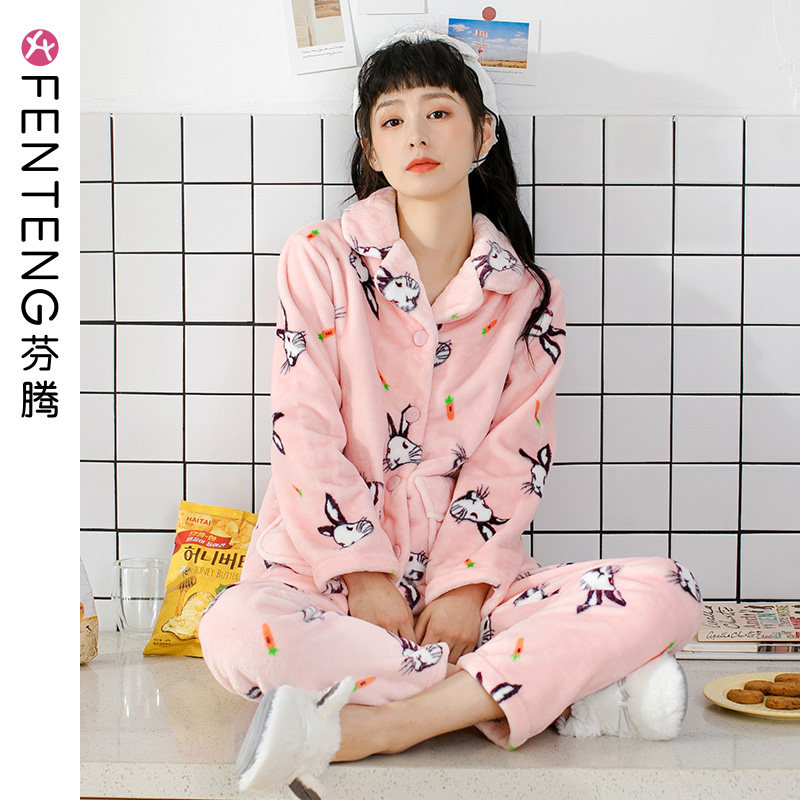 芬腾 玉兔绒 女式保暖家居服套装 J98141741 双重优惠折后￥106.3包邮