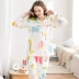 Fen Teng bộ đồ ngủ mới cho nữ mùa xuân cotton dài tay hoạt hình cardigan cotton ngọt ngào có thể mặc bên ngoài phục vụ nhà mùa thu đồ bộ thun Bên ngoài ăn mặc