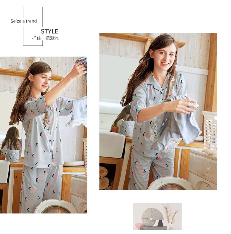 Pyjama pour femme en Coton à manches - Ref 2991883 Image 14