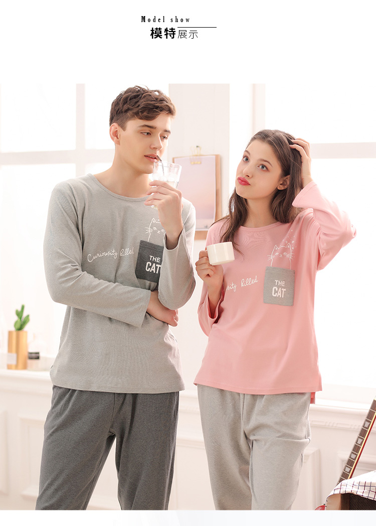Fenton mùa thu và mùa đông vài bộ đồ ngủ của phụ nữ dài tay cotton trùm đầu quần áo nhà chữ đơn giản nam đan bông phù hợp đồ ngủ khủng long