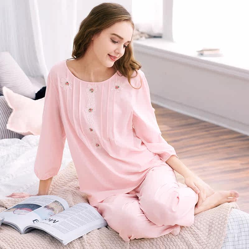 Pyjama pour femme en Coton à manches - Ref 2992036 Image 6
