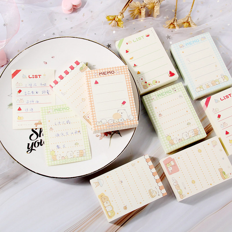 Japanese and Korean creative cute post-it note book Non-sticky to do list list plan This message note small note
