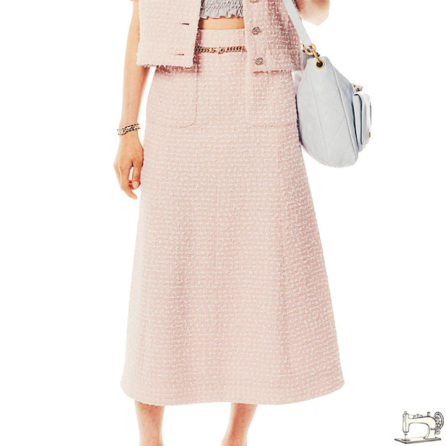 Women's pink zipper classic long skirt with two pockets, ladylike style, advanced customization, elegant and elegant, spring and autumn women's clothing