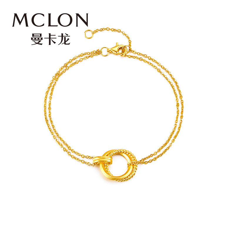 Mancaron gold hand condensed gold ring with gold ring in hand, pure gold fashion geometric style pricing