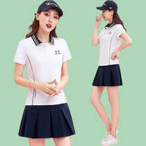 Fashion casual two-piece dress womens dress 2021 new summer pleated skirt slim sports style dress tide