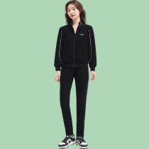 Slim zipper cardigan sportswear casual suit Spring and Autumn new two-piece fashion womens running pants