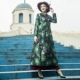 Tiffany Runchi mới đi lại retro hoa lớn áo gió dài của phụ nữ tay áo dài mùa xuân và mùa thu mỏng phần đầu gối dài - Trench Coat