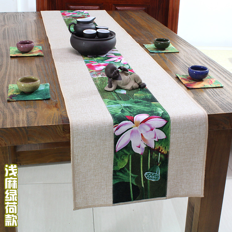 Cờ trà Zen vải lanh bàn vải lanh bàn trà lanh vải lanh trà dài cờ quốc gia gió mùa hè bảng bàn cờ Trung Quốc khan trai ban dep