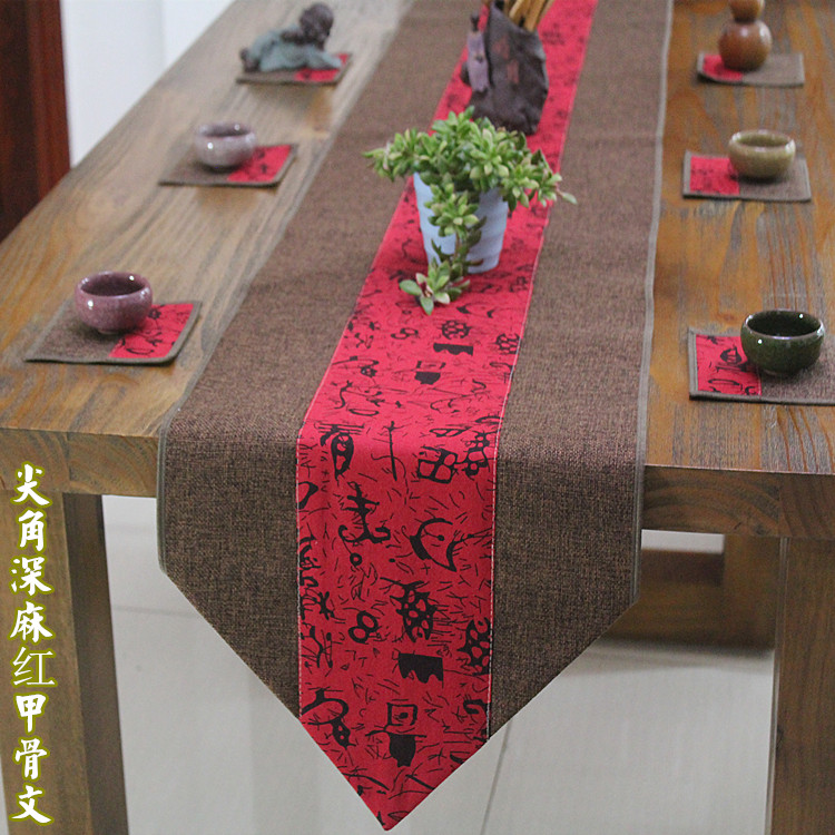 Long Table Flag Retro National Wind Tea Table Bust Cotton Linen Tea Mat Chinese Table Cloth American Large Plate Table Tea Flag Towels