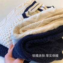 Heavy Pound Bull Goods Light Lavish High-end Australian Camel Wool 100 Lap V Collar Knit Blouse Sweater 2022 Early Spring New