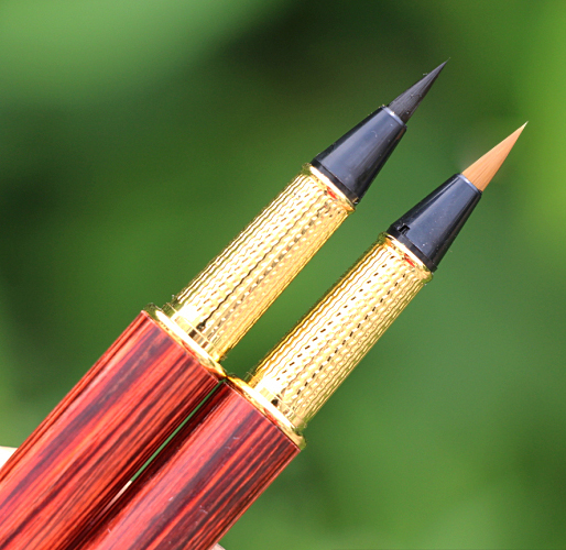 High-end wolf hair red sandalwood pen-type brush soft pen small case copying scripture pen hook line can add ink to send copybook ink