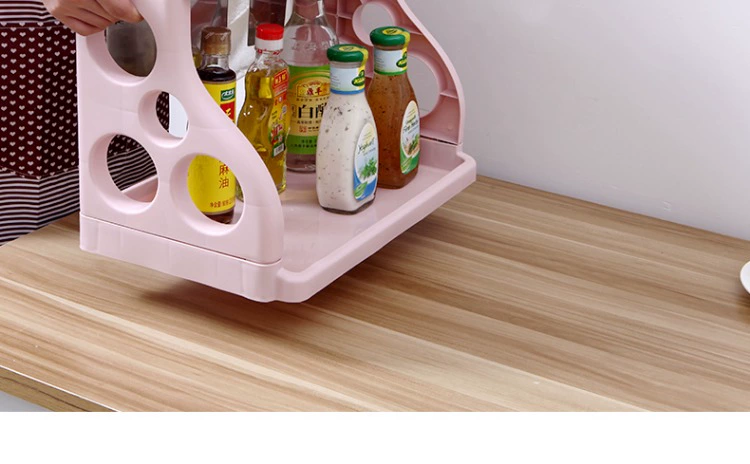 Kệ bếp gia vị kệ lưu trữ giá nhựa đựng dao gia dụng đa chức năng 2 lớp bếp cung cấp lưu trữ lọ đựng gia vị thông minh