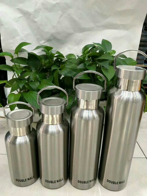 Russian White 600ml All Stainless Steel Sports Bottle 304 Large Capacity Double Layer Insulation Cup