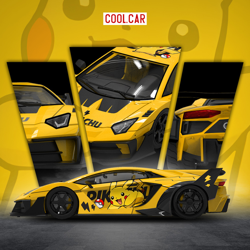Cc 1:64 Lamborghini Gtevo Pikachu Painted Simulation Alloy Car Model Cc 1:64 Lamborghini Gtevo Pikachu Painted Simulation Alloy Car Model