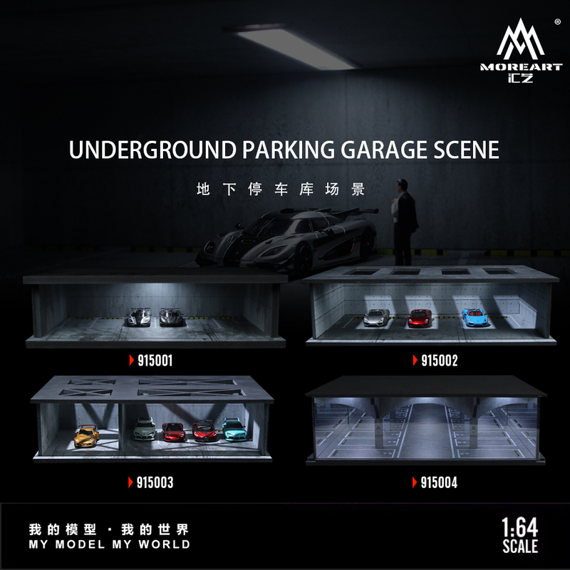 Huiyi 1:64 Underground Parking Garage Light Version Assembly Scene Simulation Garage Scene Model Decoration Model