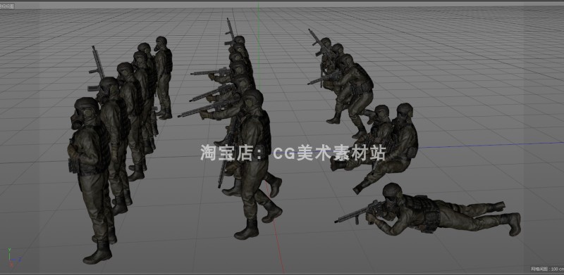 图片[10]-Blender/C4D生化服士兵防毒面具武装军事人物角色绑定3D模型素材-cg男孩