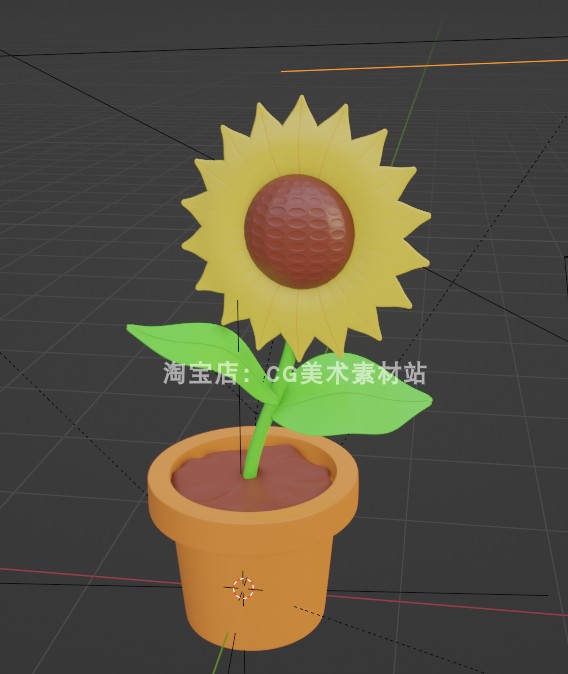 图片[11]-Blender自然植物仙人掌蘑菇花草树太阳彩虹向日葵3D图标模型素材-cg男孩