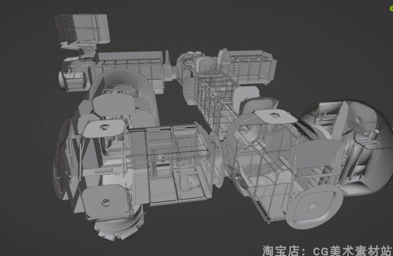 【Blender/C4D/FBX太空航天飞船NASA国际空间站天宫舱体内部3D模型】-cg男孩