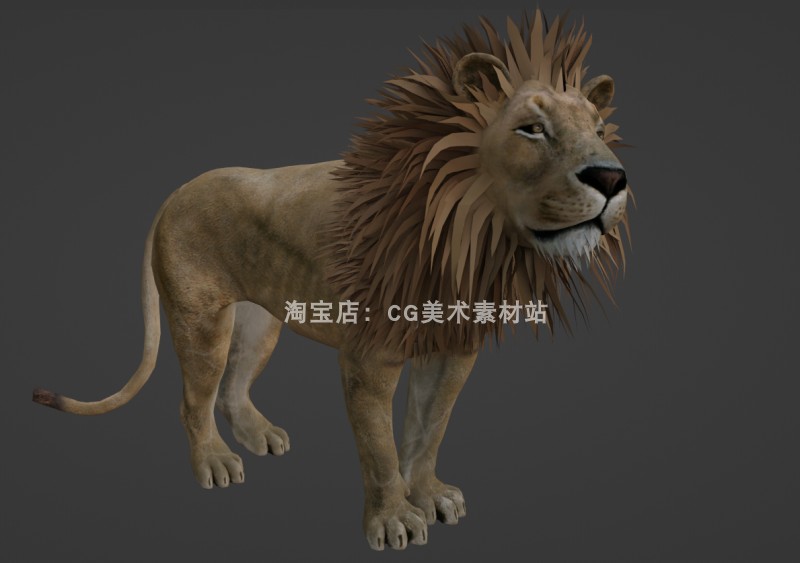 图片[2]-Blender食肉动物森林之王野兽生物狮子骨骼绑定动画3D模型素材-cg男孩