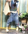 Quần denim chín điểm phụ nữ mùa xuân mới thêu retro khâu quần lớn quần rộng kích thước lớn quần sập quần treo - Quần jean